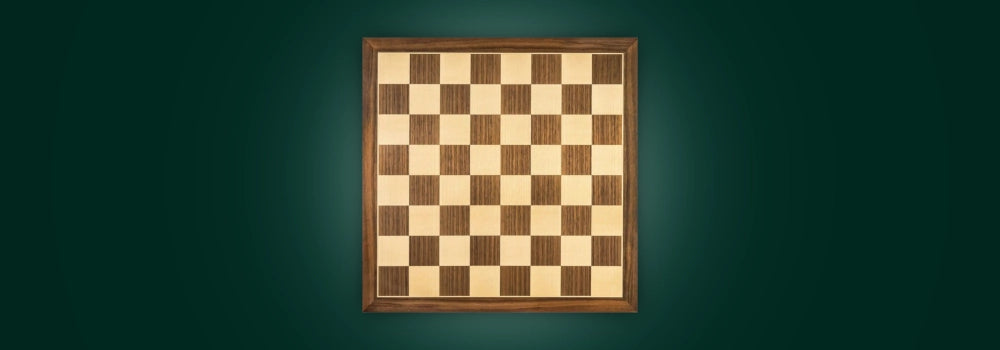 Chess board with pieces arranged in starting positions, elevated