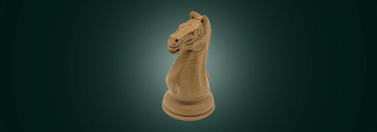 Staunton chess piece supreme fierce knight on green background