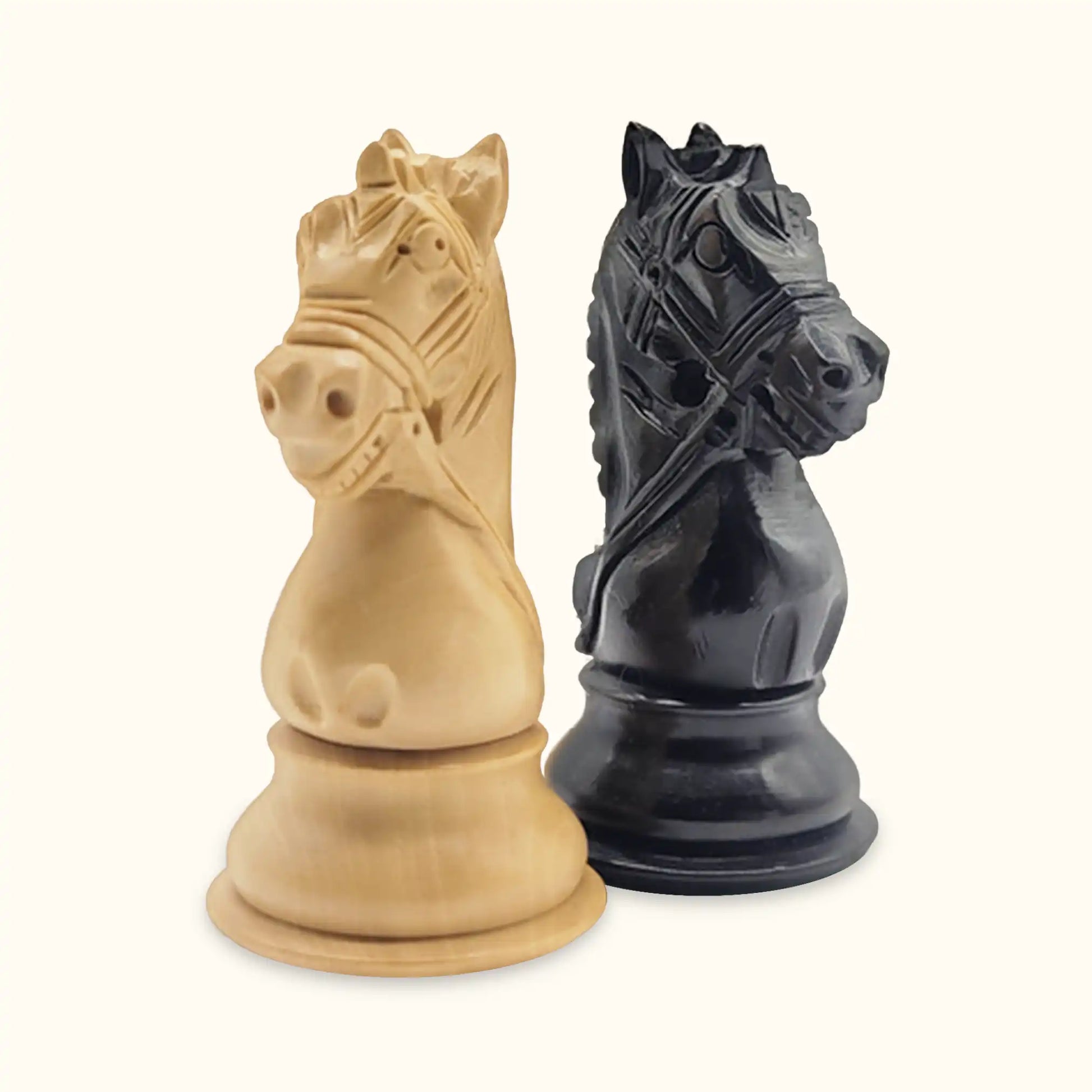 Combo of The Bridle Study Analysis Chess Pieces in Ebonized and Boxwood  with Wooden Deluxe Black